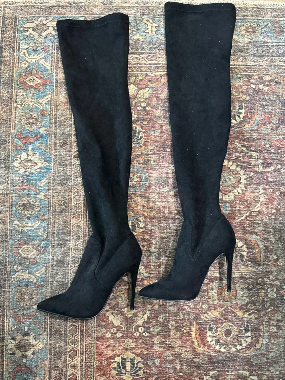 Steve Madden Dominique Over The Knee Boots Thigh High Black Suede Boots 6